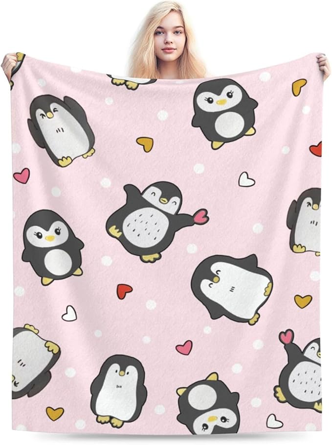 Penguin Blanket Penguins Throw Blanket Soft Warm Cozy Fuzzy Plush Penguin Throw Blanket Gifts for Girls Women Penguins Lightweight Fleece Flannel Gift Blankets for Kids Adults 50"X60"