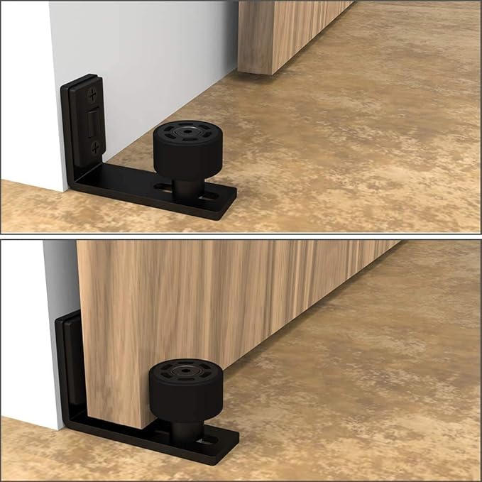 CCJH 2 Pack Sliding Barn Door Floor Guide Adjustable Roller Guide Wall Mounted