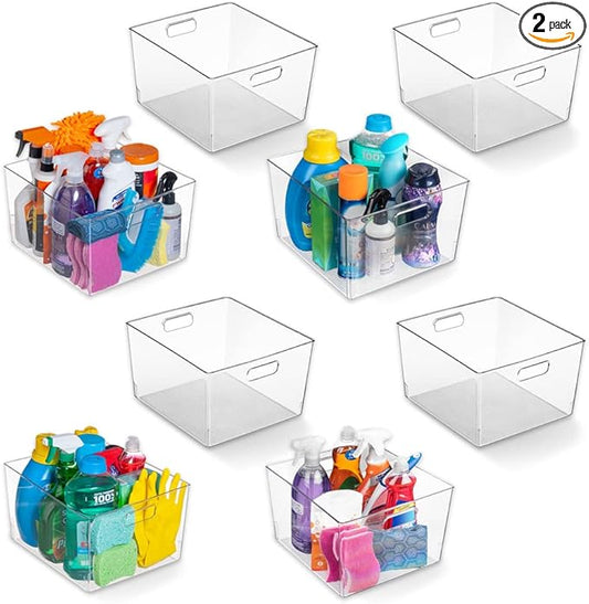 ClearSpace Clear Plastic Storage Bins – XL 8 Pack Perfect Kitchen or Pantry Organization Fridge Organizer and Storage Bins, Cabinet Organizers