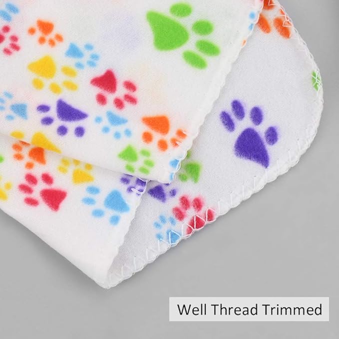 Comsmart Dog Blankets for Small Dogs, 6 Pack Puppy Blanket Cute Paw Print Pet Blanket for Dog, Puppy, Cat, Kitten, 39x35 inches, White
