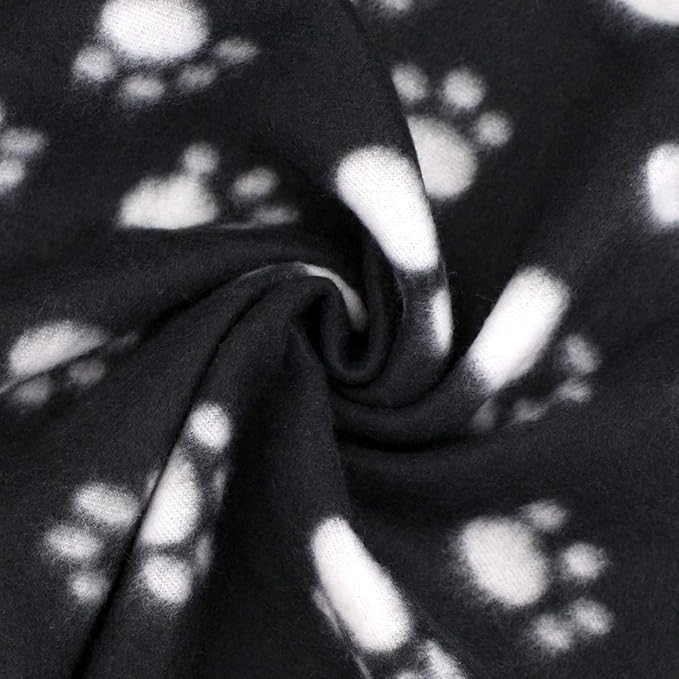 Comsmart Dog Blankets for Small Dogs, 6 Pack Puppy Blanket Cute Paw Print Pet Blanket for Dog, Puppy, Cat, Kitten, 24x28 inches, Black