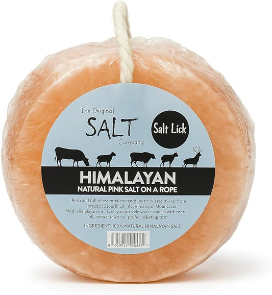 100% Organic Himalayan Salt Lick Provides Essential Minerals for Your Horse/Livestock. This 4.4 lbs Natural Pink Salt Block on a Rope Supports Hydration/Digestion/Wellness.