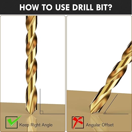 Hex Shank Drill Bit Set, 16Pcs 1/4“ HSS Titanium Twist Drill Bit for Sheet Metal, Wood, Plastic, Quick Change Design