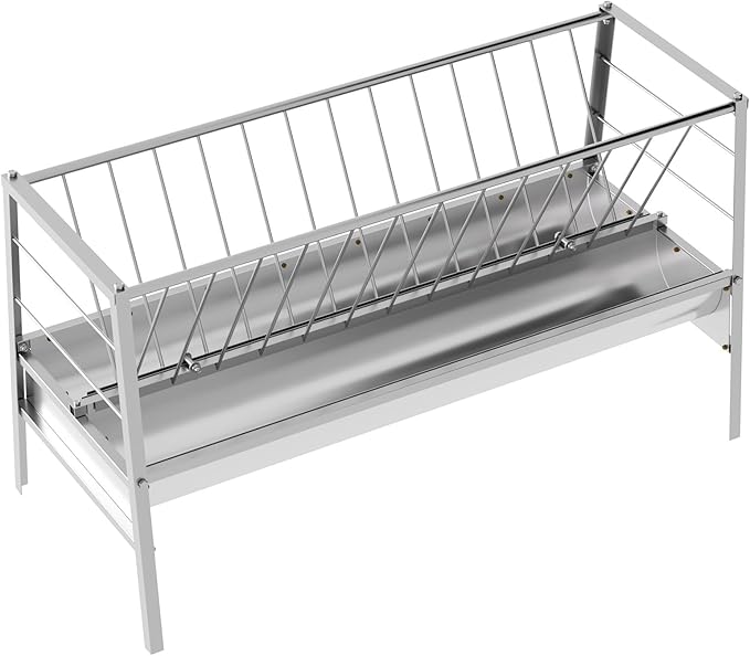 Goat Feeder, 92 Gallon Hay Feeder, Stainless Steel Livestock Hay Feeder, Sheep Feeder Trough for Barn or Outdoor Use, Free Returns!