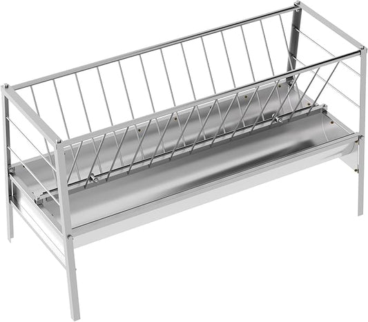 Goat Feeder, 92 Gallon Hay Feeder, Stainless Steel Livestock Hay Feeder, Sheep Feeder Trough for Barn or Outdoor Use, Free Returns!