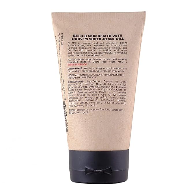 Thrive Natural Care Face Wash Gel - Daily Facial Cleanser - Gently Cleanses Face Without Over Drying - Vegan