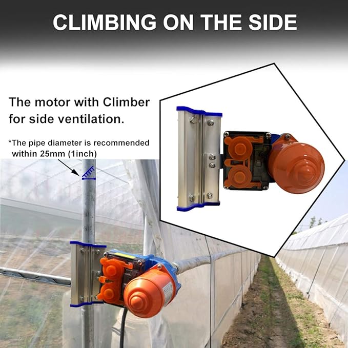 UYGALAXY 100W Greenhouse Film Roll Up Side Motor + Precise Bearing Climber for Greenhouse Ventilation, 24V Automatic Venting