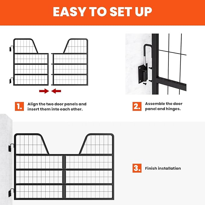 48" Wide X 32" High High Stall Guards for Horses, Heavy Duty Horse Stall Gate, 1" Thick Steel Frame Horse Stall Guard, Essential Horse Stall Accessories, Fits Standard Barn Doorways