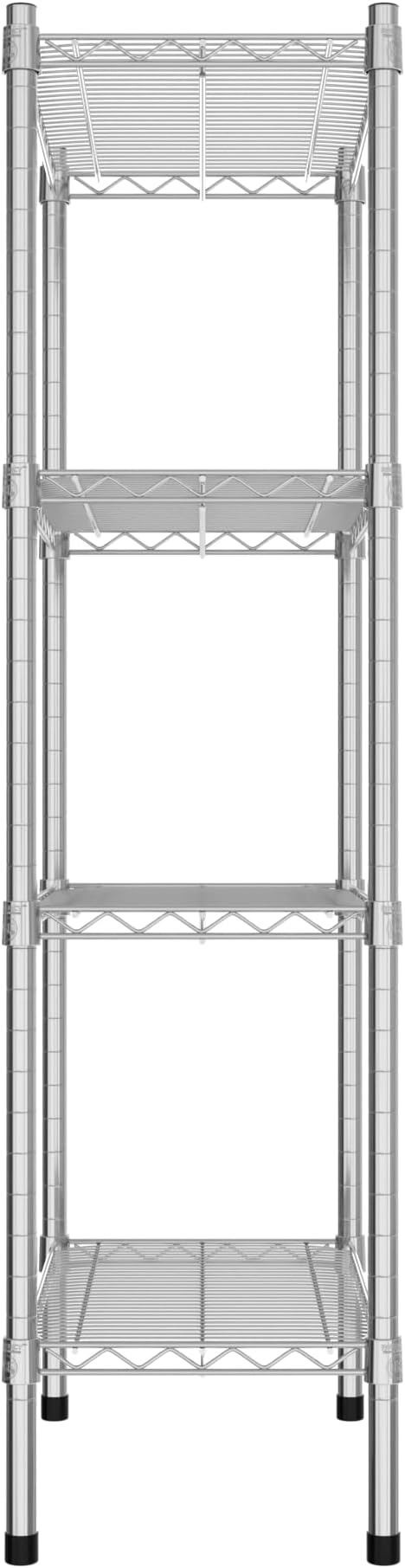 Commercial NSF Listed Chrome Stationary Wire Shelving Kit 14" x 24" x 54", with 4 Shelves Perfect for Warehouse, Walk-in Refrigerator, Freezer, Grocery Store, Restaurant, Dishroom