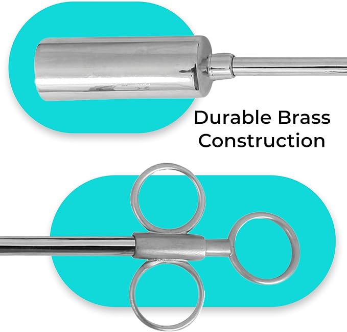 17" Metal Head Balling Gun Spring Clip with 3" Brass Metal Head – Durable Veterinary Tool for Efficient Medication Delivery in Large Animals, Livestock Care, and Cattle Treatment
