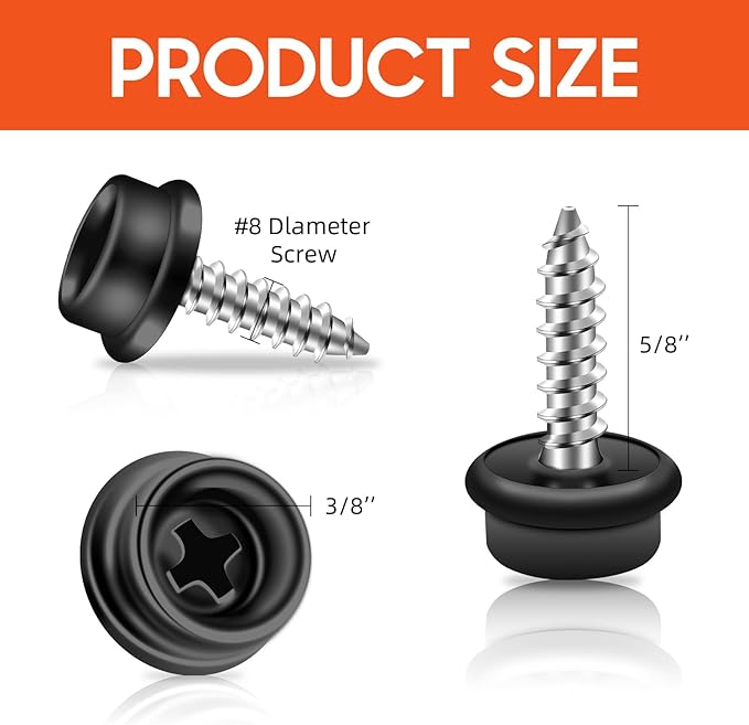 Boat Canvas Snaps, Marine Snaps Stainless Steel, Boat Cover Snaps Stainless Steel Kit With 3/8 Inch Socket Snap Screw (100pcs Black)