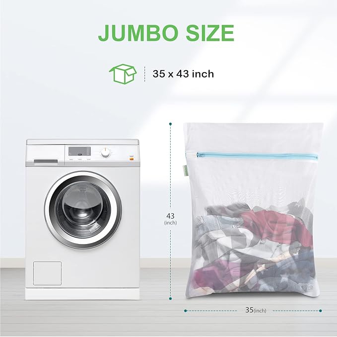 OTraki Large Mesh Washing Bag 43 x 35 in XL Laundry Bag Washer Machine Net Protector Large Washer Bag for Travel Camp College Student Dress Bedding Blanket Sheet Robe Cleaning Organizer Blue