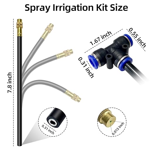 40 Ft Drip Irrigation System-Garden Drip Irrigation Kit with 13 pcs 360°Adjustable Copper Nozzles Automatic Atomizing Watering Irrigation System for Garden, Lawn, Greenhouse, Potted, 5/16 Inch Hose