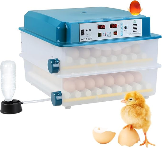 Automatic Incubators for Hatching Eggs, 120 Eggs Smart Incubation Machine with Automatic Temperature and Humidity Control, Poultry Hatcher with Egg Turning for Chickens Ducks Birds Blue