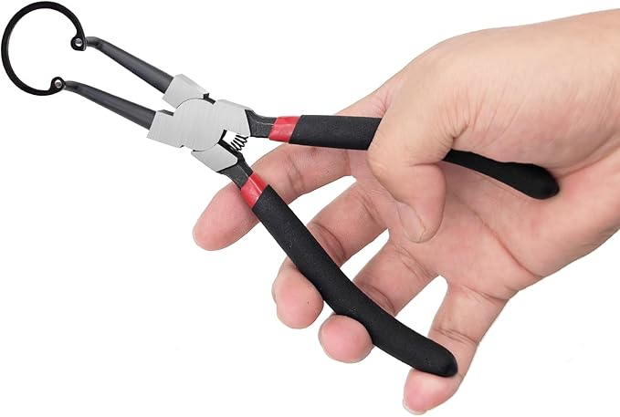 4 Pack 7" Snap Ring Pliers Set with Storage Pouch, Heavy Duty Internal/External Circlip Pliers Kit with Straight/Bent Jaw, Precision Spring Loaded Pliers for Ring Remover Retaining