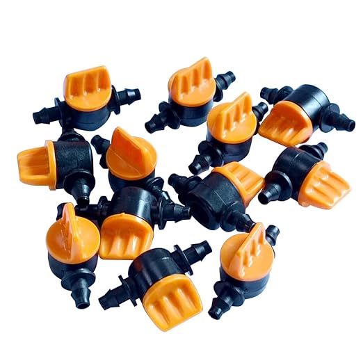 1/4“ Drip Irrigation Shut-Off Switch Valve, Black Plastic Universal Ball Valve for Drip Irrigation and Tubing Coupling (Pack of 20)