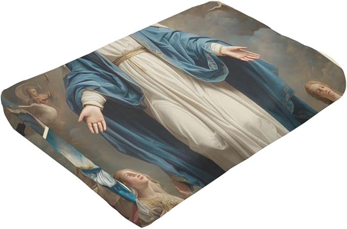 Virgin Mary Throw Blanket Catholic Religious Mexican Mother Mary Flannel Blankets Mother of God Player Fuzzy Plush Super Soft Cozy Warm Decor Gifts for Boys Girls Kids Adults Men Women 40" x 50"