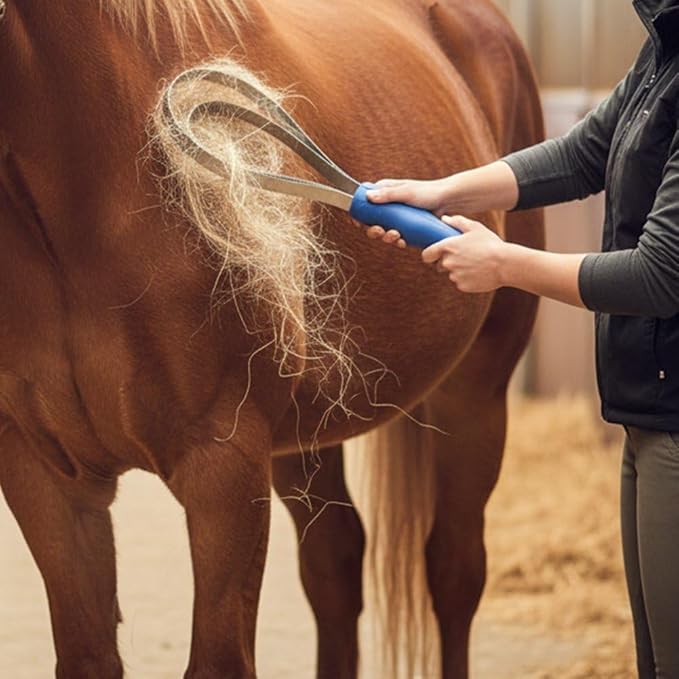 Reversible Curry Combs Stainless Steel Curry Comb Horse Scraper Horse Hair Brush Horse Shedding Grooming Tool for Horses Dogs Goats Donkey Supplies