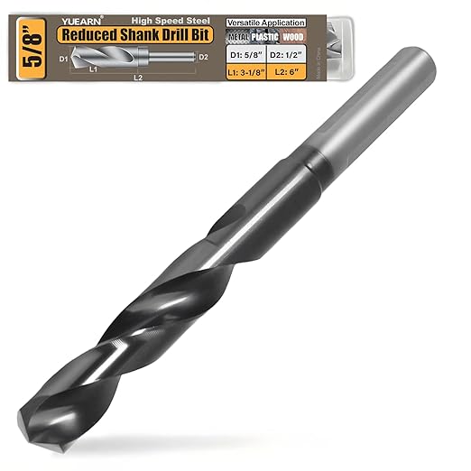 5/8 Inch Drill Bit for Metal - M35 Cobalt Titanium Aluminum Nitrite Industrial Grade, 5/8" Diameter 6" Total Length with 3-Flat Shank, Drills Steel, Cast Iron & Aluminum Alloys
