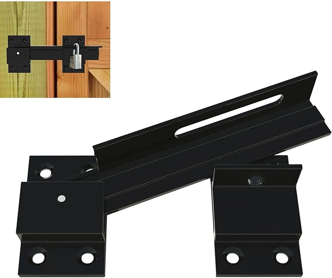 Flip Gate Latch Lock with Padlock Hole, Aluminum Alloy Adjustable Door Latch Barn Door Lock Fence Door Lock Latch for Outdoor Gate, Barn Door, Shed, Garage, Yard (1)