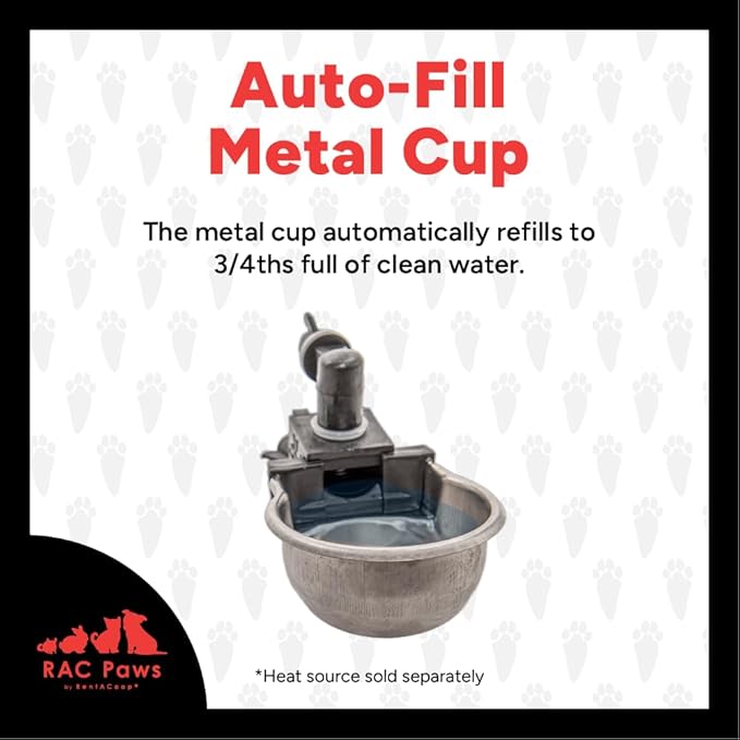 RAC Paws by RentACoop DIY Auto-Fill Metal Cups Waterer Kit - Great for Small Animals, Pets, Bunnies, Ferret, Chickens, Hamsters, Guinea Pigs, Rabbits, Chinchillas, Mice, Rats - 6 Pack