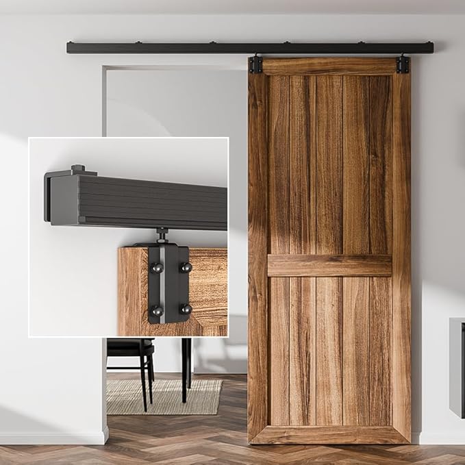 8FT Box Rail Sliding Barn Door Hardware,Wall Mount Track Kit,Heavy Duty,Easy to Install(No Door)