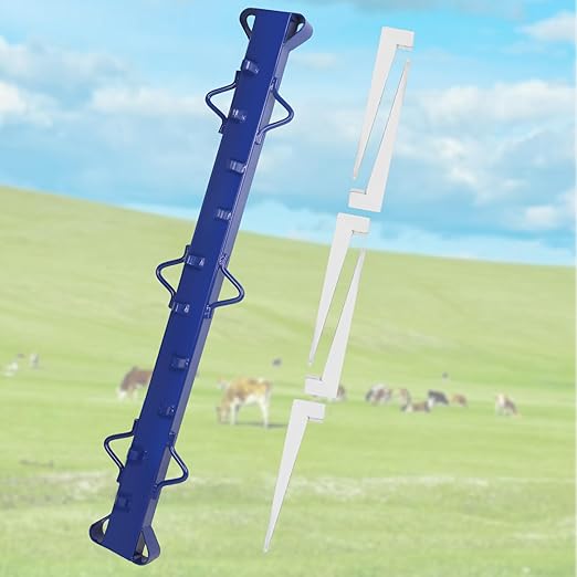 4FT Blue Woven Wire Fence Stretcher Bar, Heavy Duty Woven Wire Fence Stretcher (Includes 5 Wedges) for Farm, Pasture, Garden, Orchard & Agricultural Fencing, Welded Wire Fence Stretcher Tool