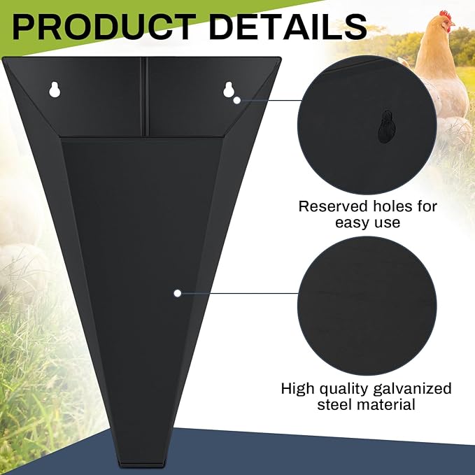 Mumufy 4 Pcs Medium Galvanized Steel Poultry Restraining Cones Flat Back Funnel Cone, up to 10 Pounds, Chicken Killing Cone for Butchering Chicken Birds Turkeys, Easy to Clean(Black)