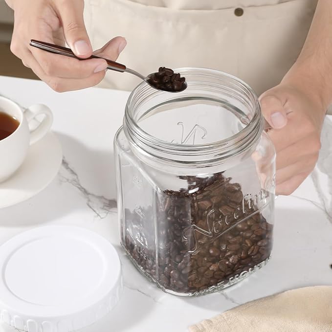 Glass 74 Ounce Mason Jars Wide Mouth Mason Jar Large Square Food Container with Lid for Overnight Oats and Food Storage (1 Pack)