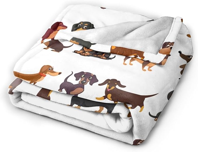 Dachshund Blanket Super Cozy Soft Wiener Dog Throw Blanket Warm Plush Fluffy Daschund Stuff Gifts for Women Girls Fleece Flannel Gift Blankets for Kids Adults 60"X50"