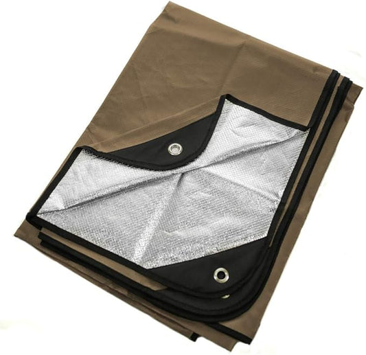 Arcturus Insulated Tarp, Reusable Heavy Duty Thermal Survival Blanket – 60x82in, Reflects 90% Body Heat, Waterproof, Windproof, 3-Layer Design, Reinforced Grommets, Coyote Brown