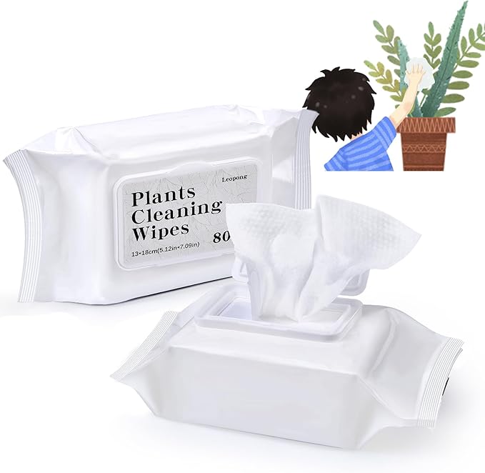Plants Cleaning Wipes for Leaf Shine, Clean and Photosynthesis, Leaf Cleaner for House Plants Outdoor Plants (80 Wipes)