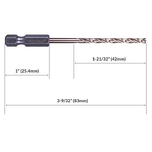 NordWolf 4-Piece 1/8" M35 Cobalt Drill Bits, with 1/4" Hex Shank for Stainless Steel & Hard Metals, Jobber Length for Quick Change Drills & Impact Drivers