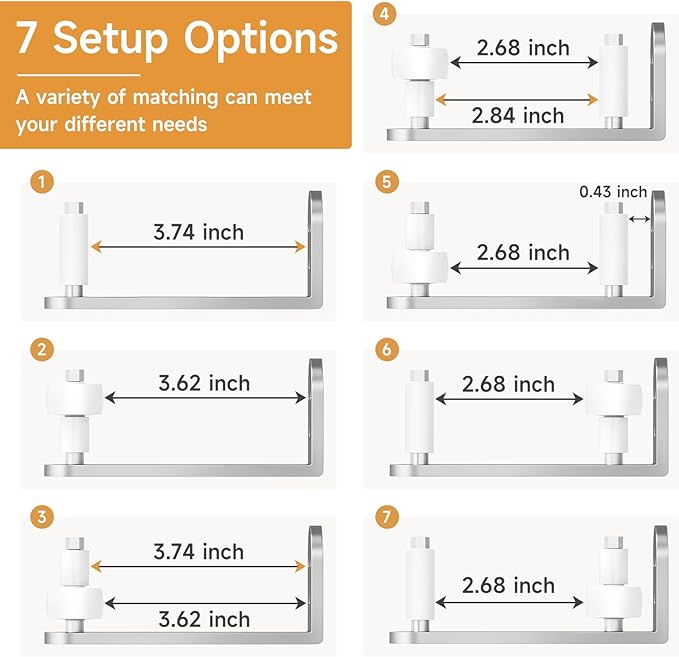 4PCS Sliding Barn Door Floor Guide, Adjustable Rollers Barn Door Hardware, Barn Door Rollers, Flush Flat Bottom Design, Rounded Edge Design (4,White Silver)