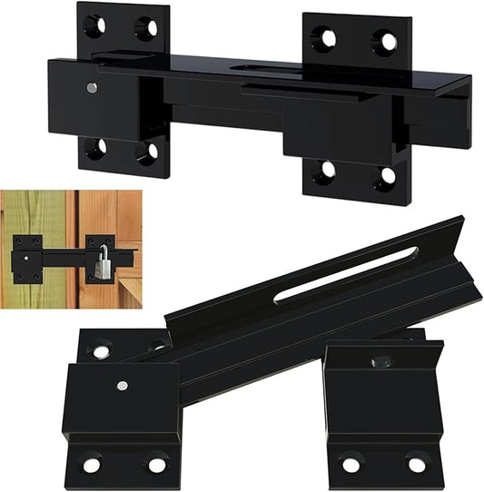 2PCS Flip Gate Latch Lock with Padlock Hole, Aluminum Alloy Adjustable Door Latch Barn Door Lock Fence Door Lock Latch for Outdoor Gate, Barn Door, Shed, Garage, Yard
