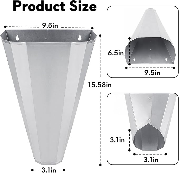 Medium Size Galvanized Steel Chicken Restraining Cone for Chickens, Large Layers, Broilers, Roasters, Turkeys Up to 8 Pounds Flat-Back, Easy to Clean (4 Pack)