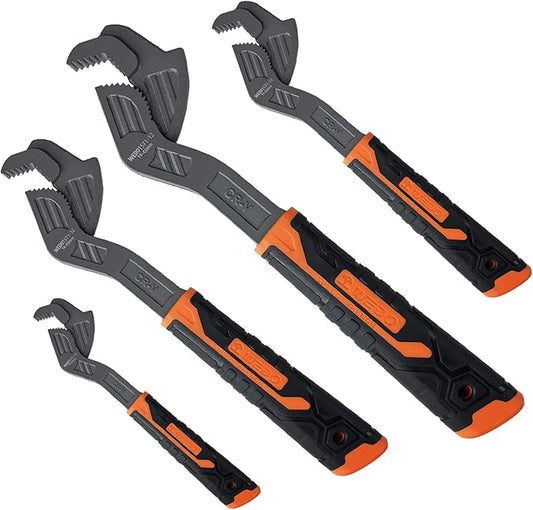 WEDO 4-Piece Multi-function Wrench Set,Size 6"+ 8"+ 10"+ 12",Universal Adjustable Wrench,CR-V Steel,Anti slip rubber handle,Spring Loaded wrench,Crowfoot Spanner,Self-adjusting Pipe Wrench