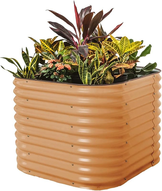 32" Extra Tall Raised Garden Bed Kits, 3.5 x 3.5 x 2.7ft Raised Planter Box Outdoor, 2 x 5 x 2.7ft Deep Root 4 in 1 Modular Metal Raised Beds for Gardening Vegetables Flowers Fruits - Terra Cotta