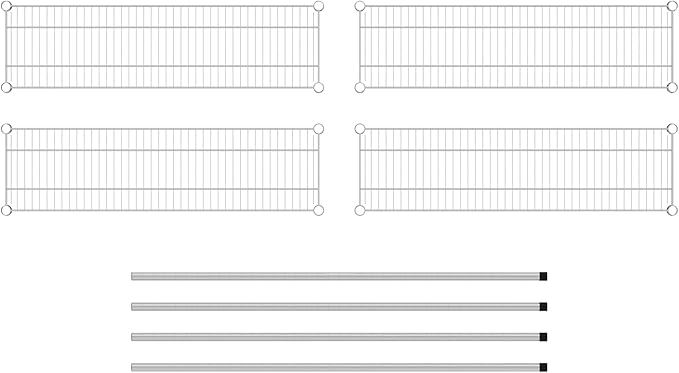 Commercial NSF Listed Chrome Stationary Wire Shelving Kit 12" x 42" x 54", with 4 Shelves Perfect for Warehouse, Walk-in Refrigerator, Freezer, Grocery Store, Restaurant, Dishroom
