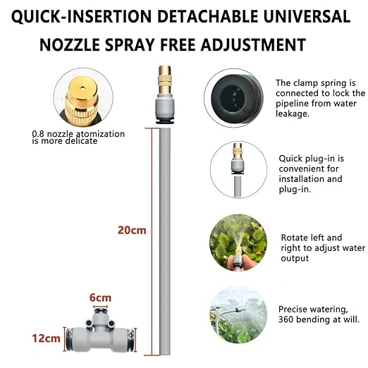New Drip Irrigation Kits,Quick Connector Automatic Irrigation System,with Replaceable Bending Dropper,atomizing Copper Nozzle for Watering System for Garden Plant Lawn Patio. (20M)