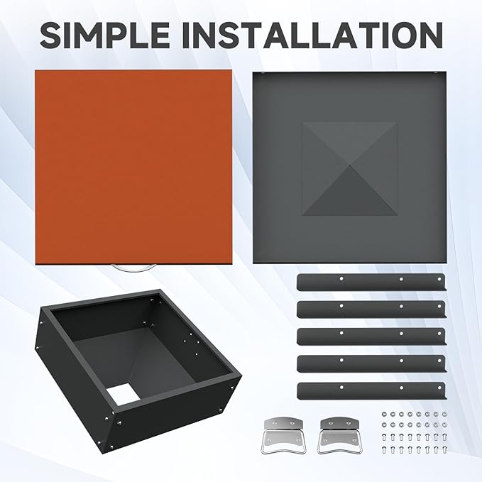 Portable Metal Chicken Feeder with Waterproof Lid, Freestanding Chicken Feeding Box with 80 lbs Large Capacity for Chickens, Orange