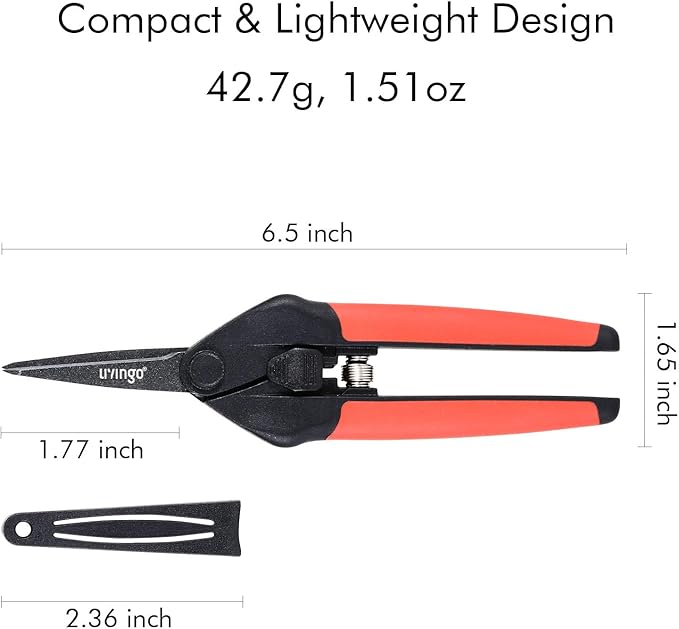 LIVINGO Sharp Garden Pruning Shears - 2 Pack 6.5” Spring Loaded Handles, Non-Stick Teflon Coated Stainless Steel Blades Scissors for Trimming Plant, Flower
