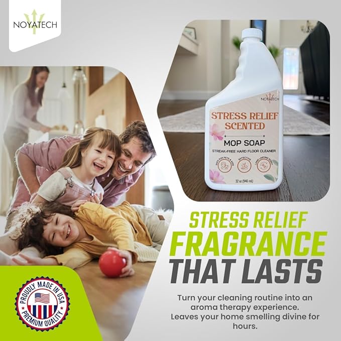 Mop Soap Highly Scented Stress Relief Fragrance. Floor Cleaner Concentrate – Non-Toxic, Pet safe, No Residue – Safe for Tile, Stone, Marble, Wood, & Grout – For All Mop Types – Made in USA