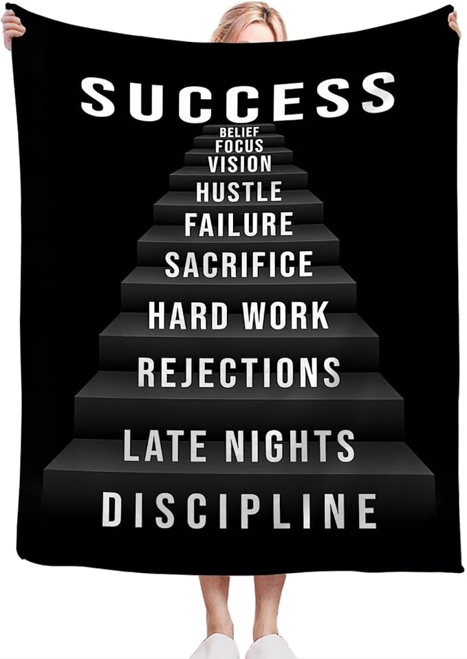 Success Blanket Gifts for Boys Girls Men Women Soft Warm Plush Throw Blanket Flannel Fleece Fuzzy Stuff Blanket for Bed Couch Living Room Decor 50"X40"