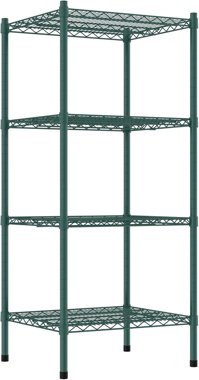 Commercial NSF Listed Green Epoxy Stationary Wire Shelving Kit 21" x 24" x 54", with 4 Shelves Perfect for Warehouse, Walk-in Refrigerator, Freezer, Grocery Store, Restaurant, Dishroom