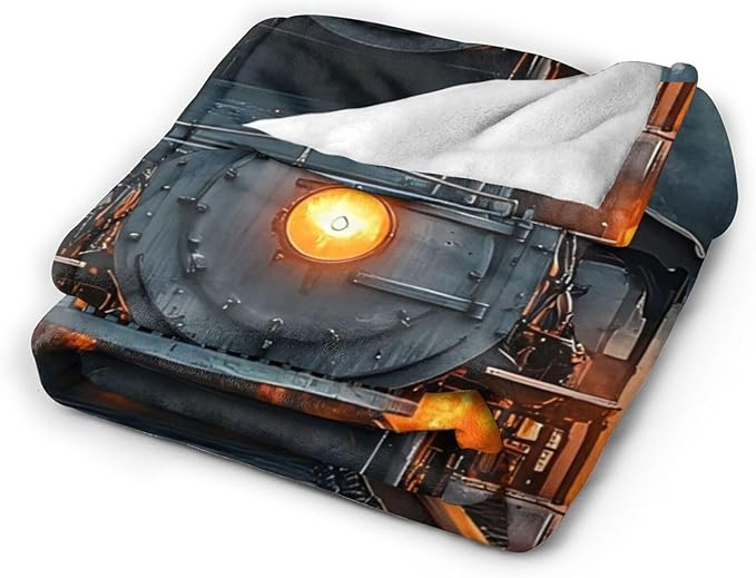 Tijuboni Steam Train Throw Blanket Locomotive Gifts for Boys Girls Men Women Kids Adults Soft Flannel Fleece Blanket for Couch Sofa Bed Home Decor 40"x50"