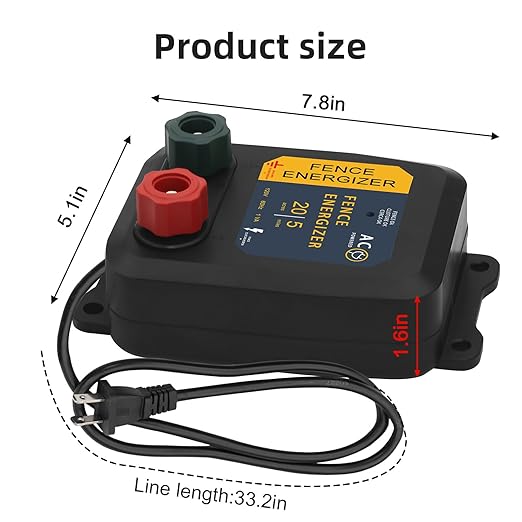 PE5 Electric Fence Energizer 0.20 Joule,20 Acres,Livestock Fence Chargers for Containing Pets and Preventing Wild Animals Intruding