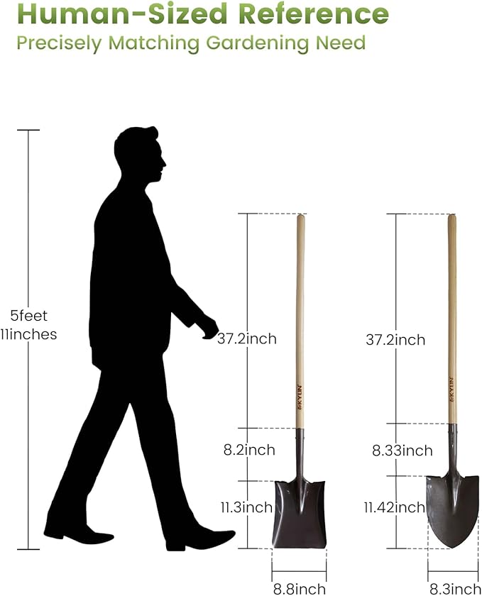 Kylin Multi-Purpose Garden Spade Shovels Set for Digging and Transfer with Durable Hard Wood Heavy Duty Handle (5 Pack)