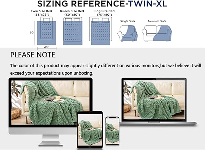 YUSOKI Sherpa Twin XL Blanket-3D Stylish Design Super Soft Fuzzy Cozy Warm Blanket Thick Plush Fluffy Furry Blankets for Teen Girls Women Couch Bed Sofa Chair Men Boys Gift(Sage Green,65"x90")