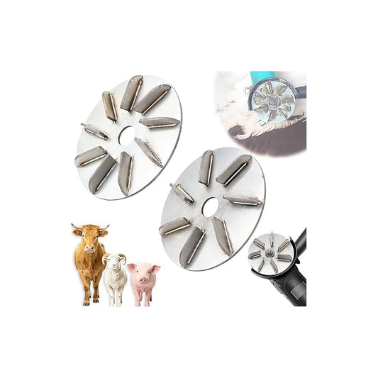 2-Pack Pig Hair Removal Tool, 7/9 Gears Stainless Labor-Saving Pig Hair Remover Scraper Disc, Suitable for Hen Sheep, Cattle, Pigs (Mix*2)